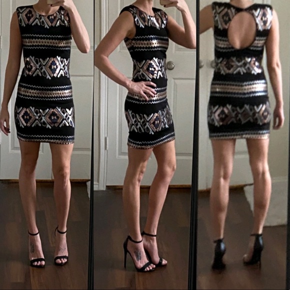 As U Wish Dresses & Skirts - Black navy blue silver gold copper sequin dress